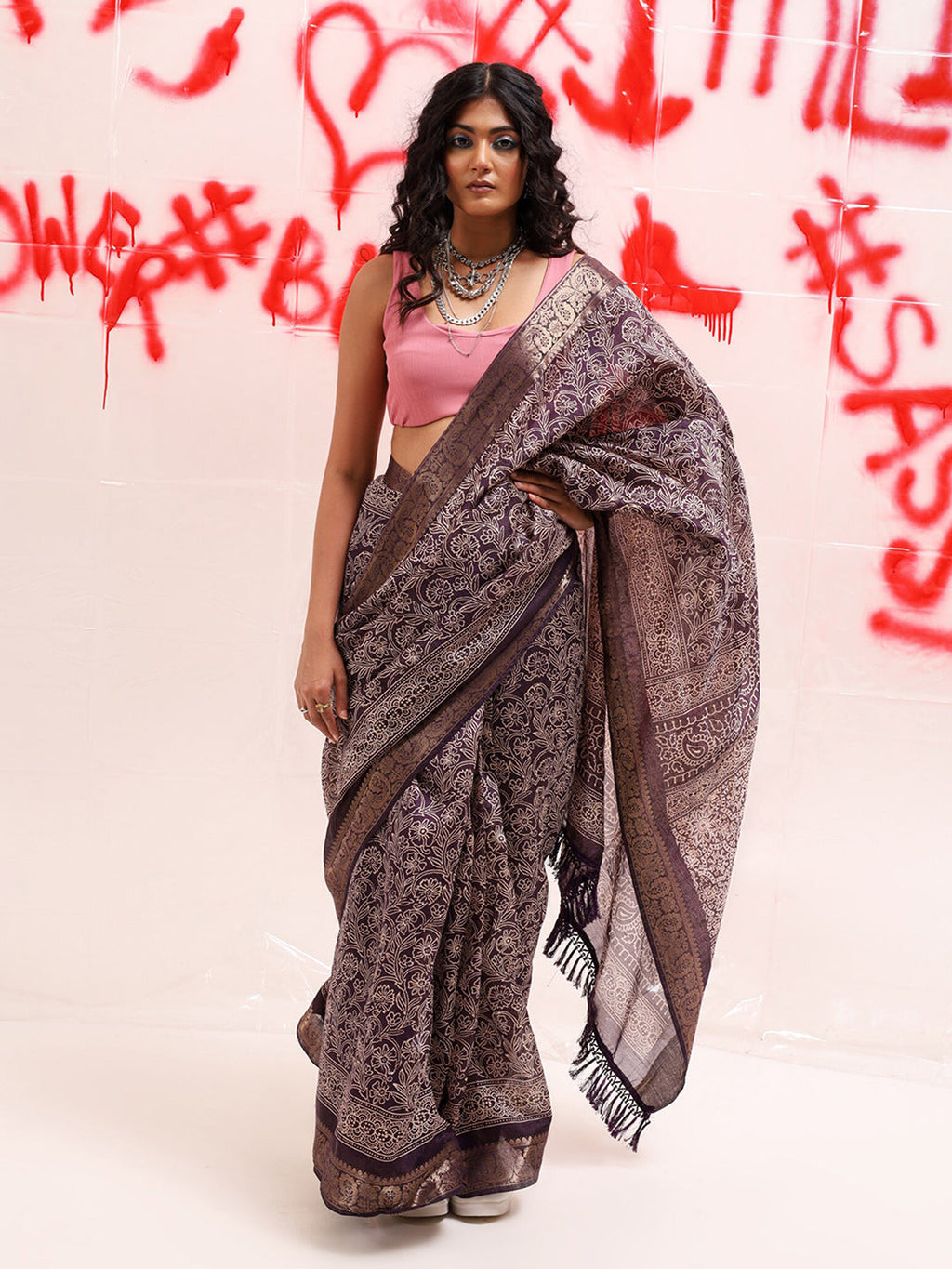 Tikhi Imli Floral Ready to Wear Saree | Grocsy