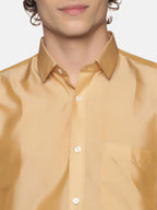 Sethukrishna Men Cream Solid Double Layer Readymade Veshti With Pocket | Grocsy
