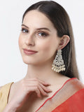 NVR Women Gold-Polished Kundan Drop Earrings | Grocsy