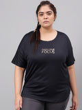 MKH Plus Size Typography Printed Relaxed Fit Dri-FIT T-shirt | Grocsy
