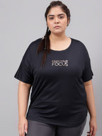MKH Plus Size Typography Printed Relaxed Fit Dri-FIT T-shirt | Grocsy