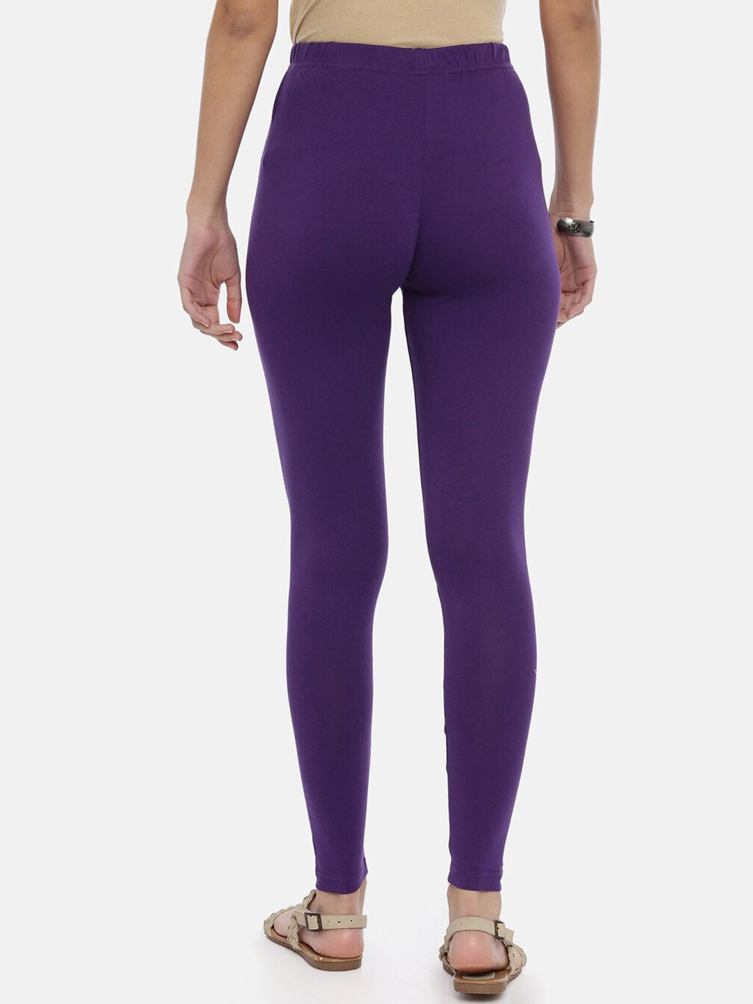 Souchii Violet Solid Ankle-Length Leggings | Grocsy