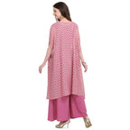 Vamika Crepe Rubber Print Pink Party Wear/Casual Wear/Office Wear Top Plazzo With Shrug | Grocsy