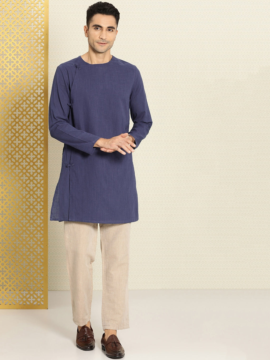 House of Pataudi Rozana Pure Cotton Angrakha Kurta | Grocsy