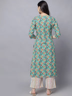 HERE&NOW Women Green Floral Printed Kurta Set | Grocsy