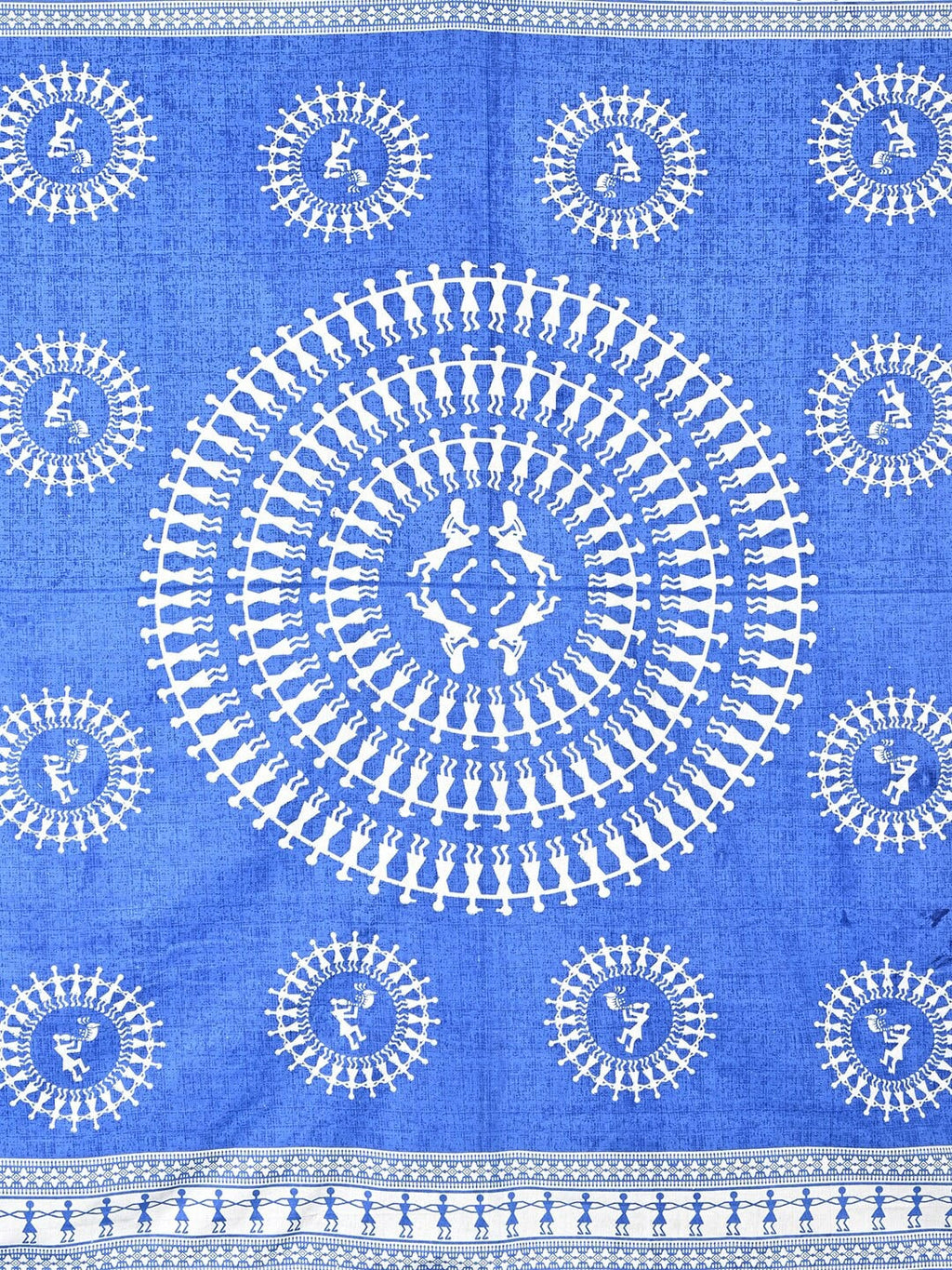 Urban Magic Blue Ethnic Motifs Printed Cotton 104 TC Queen Bedsheet With 2 Pillow Covers | Grocsy