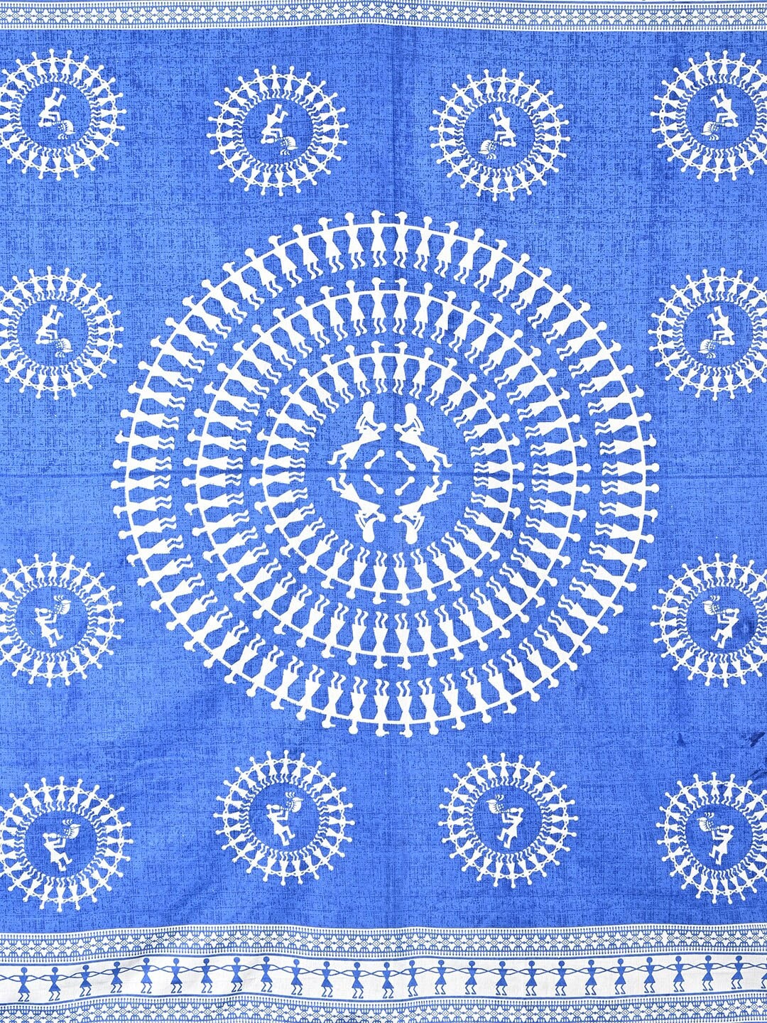 Urban Magic Blue Ethnic Motifs Printed Cotton 104 TC Queen Bedsheet With 2 Pillow Covers | Grocsy