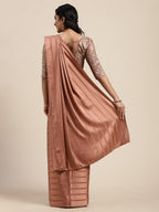 Saree Mall Brown Striped Satin Saree | Grocsy