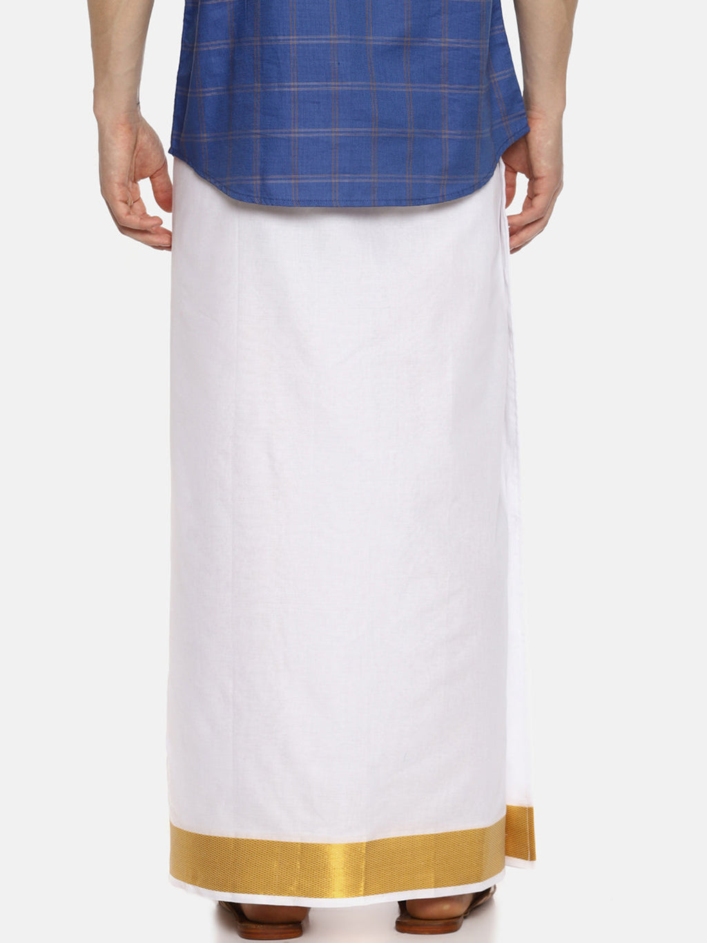 Sethukrishna White Solid Double Layer Readymade Dhoti For Men | Grocsy
