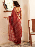 Tikhi Imli Maroon & Gold Toned Zari Woven Design Saree | Grocsy