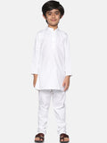 Sethukrishna Boys White Pure Cotton Kurta with Churidar | Grocsy
