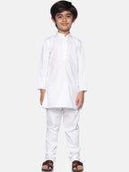 Sethukrishna Boys White Pure Cotton Kurta with Churidar | Grocsy