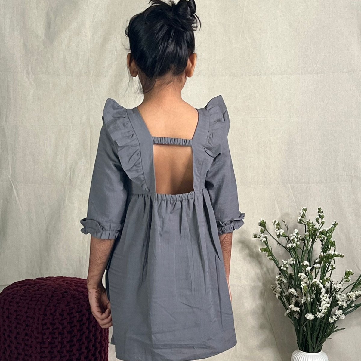 ArthLife Grey Cactus Embroidered Dress | Grocsy
