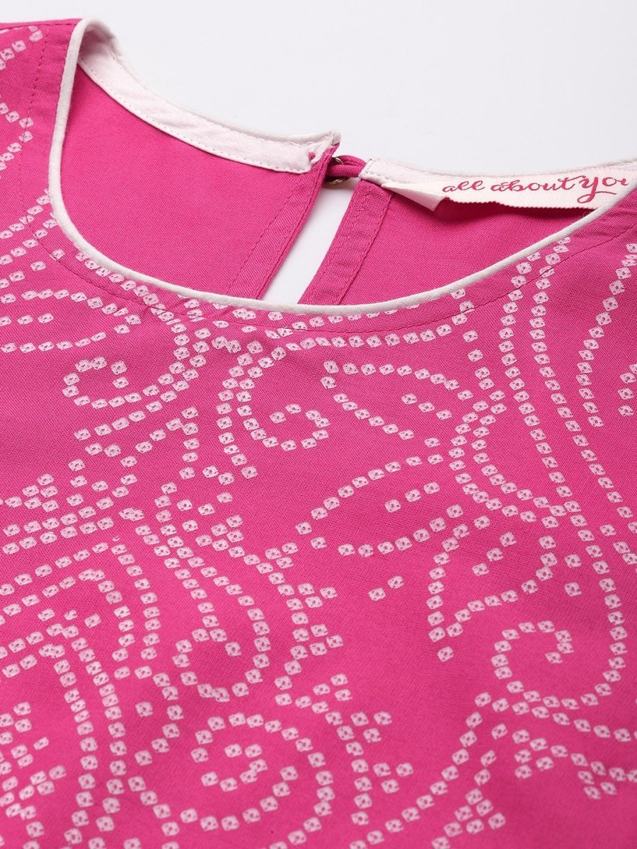 All About You Women Pink Printed Kurta with Trousers | Grocsy
