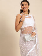 kasee Ethnic Motifs Embroidered Net Saree | Grocsy