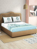 SPACES Kalakari Haath Teal Green Print Pure Cotton 210 TC King Bedsheet & 2 Pillow Covers | Grocsy