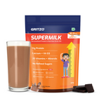 Gritzo SuperMilk Height+ Health Drink for 10-12y Girls - Double Chocolate Flavor | Grocsy