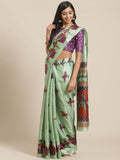 Saree Mall Green & Purple Ethnic Motifs Print Bhagalpuri Saree | Grocsy