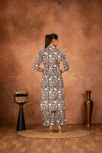 Joban Fashion Black Floral Hand Block Printed Cotton Kurta Pant Set | Grocsy