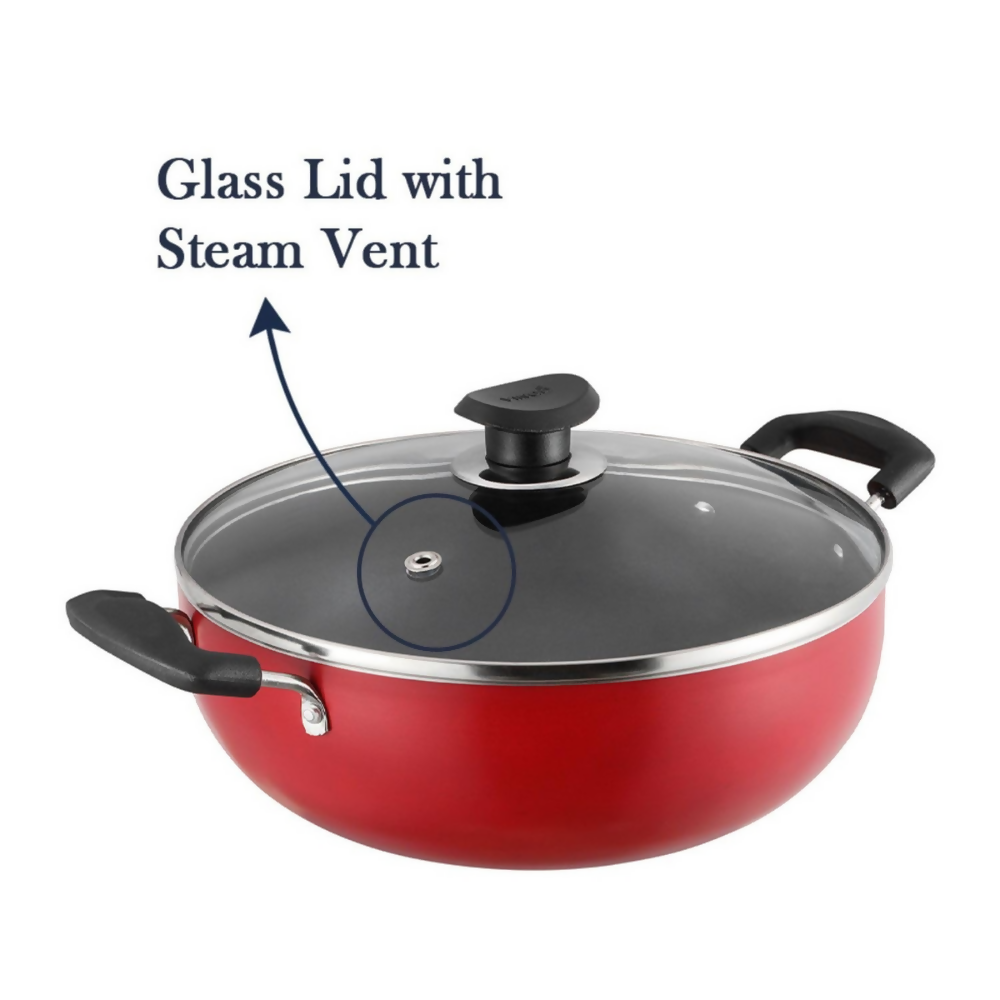 Vinod Zest Deep Kadhai with Glass Lid | Grocsy