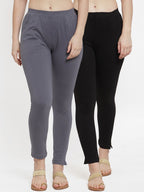 TAG 7 Women Pack of 2 Solid Ankle-Length Leggings | Grocsy