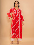 HOUSE OF KARI Cotton Floral Embroidered Chikankari Kurta | Grocsy