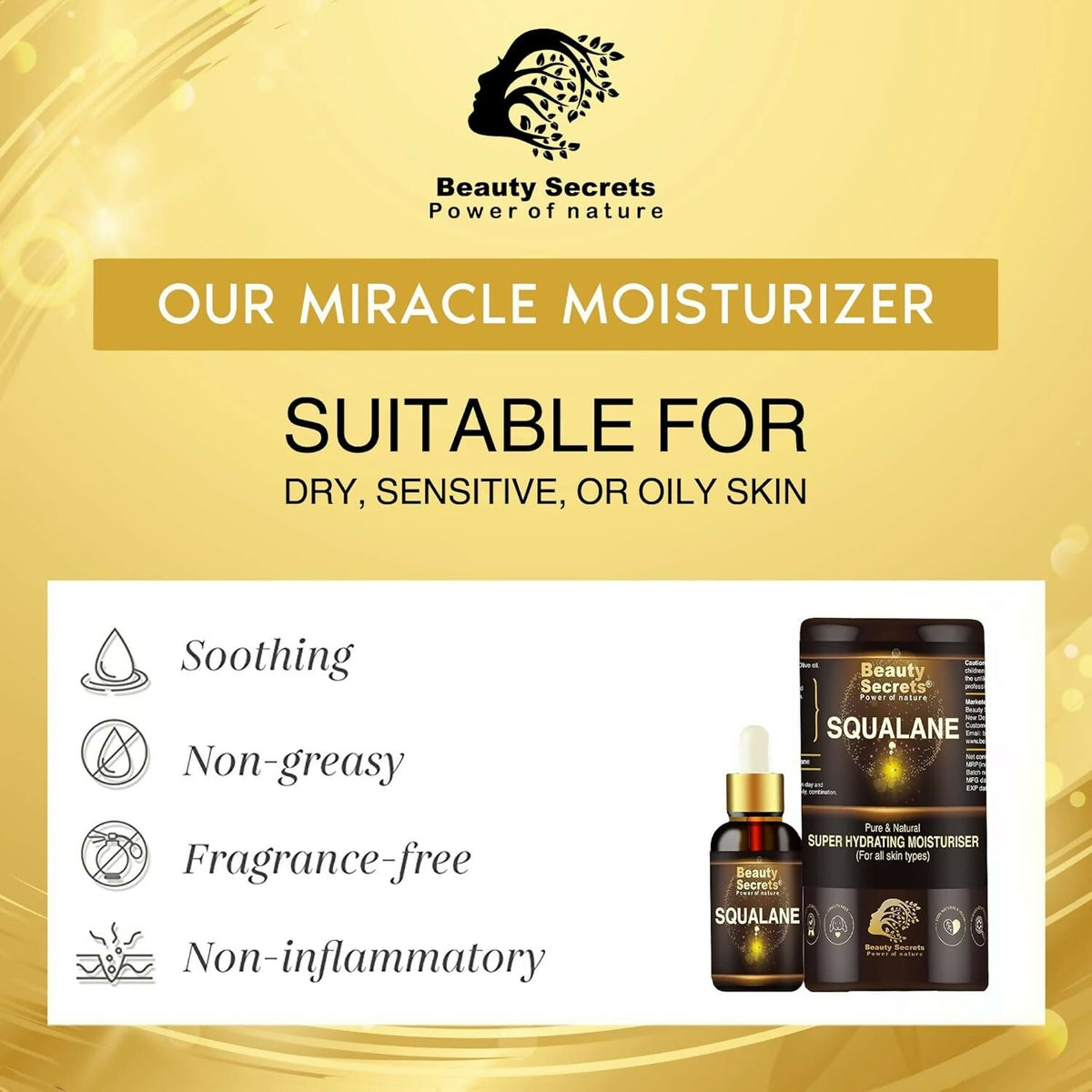 Beauty Secrets Certified Organic Squalane Oil For Face | Grocsy