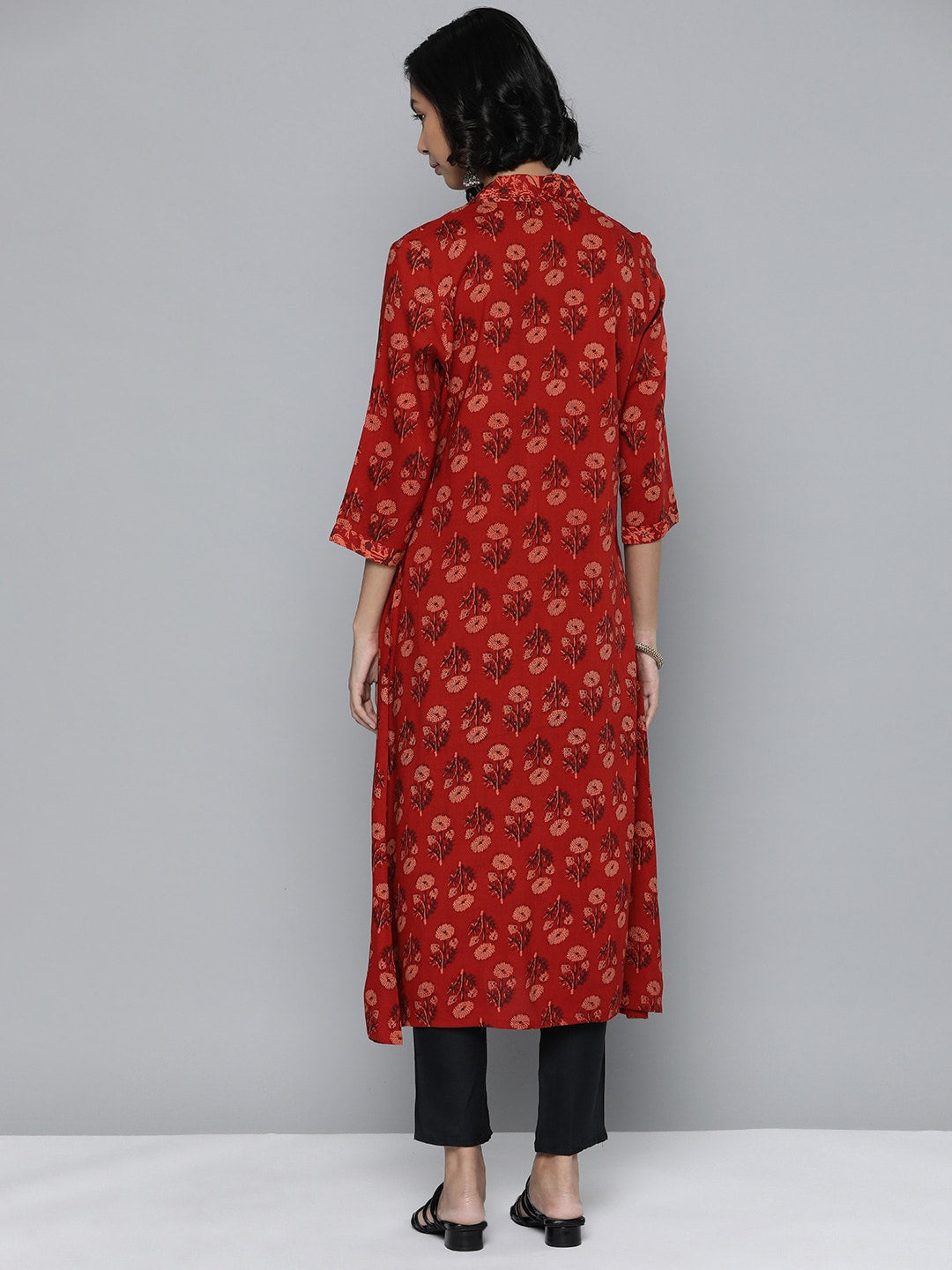 HERE&NOW Ethnic Motifs Printed A-Line Kurta | Grocsy
