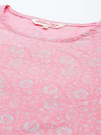 All About You Women Pink Ethnic Motifs Printed Pure Cotton Kurta with Trousers | Grocsy