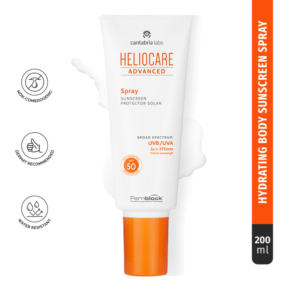 Heliocare Body Sunscreen Spray SPF 50 Broad Spectrum, New Gen Uv Filters, Dewy Finish | Grocsy