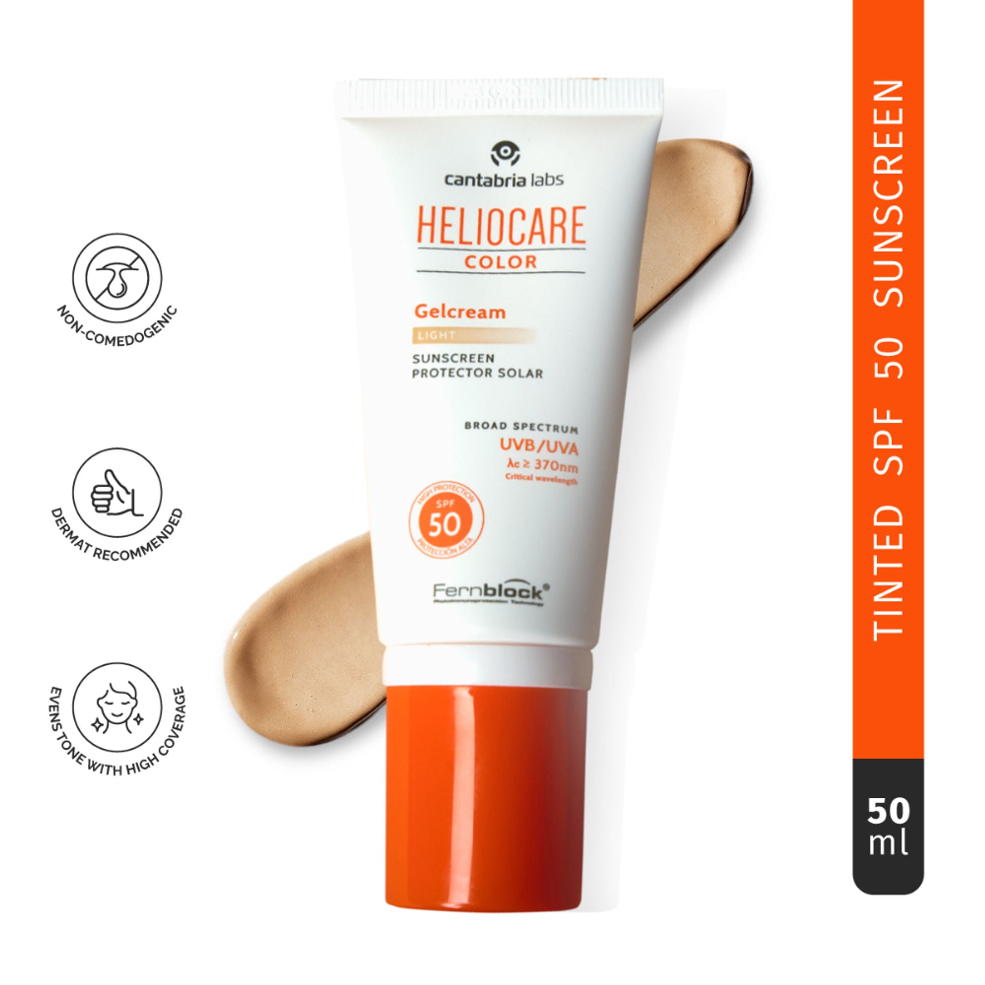 Heliocare Color Gel Cream Tinted Sunscreen SPF 50 Uva & Uvb Protection, No White Cast, Dewy Finish | Grocsy