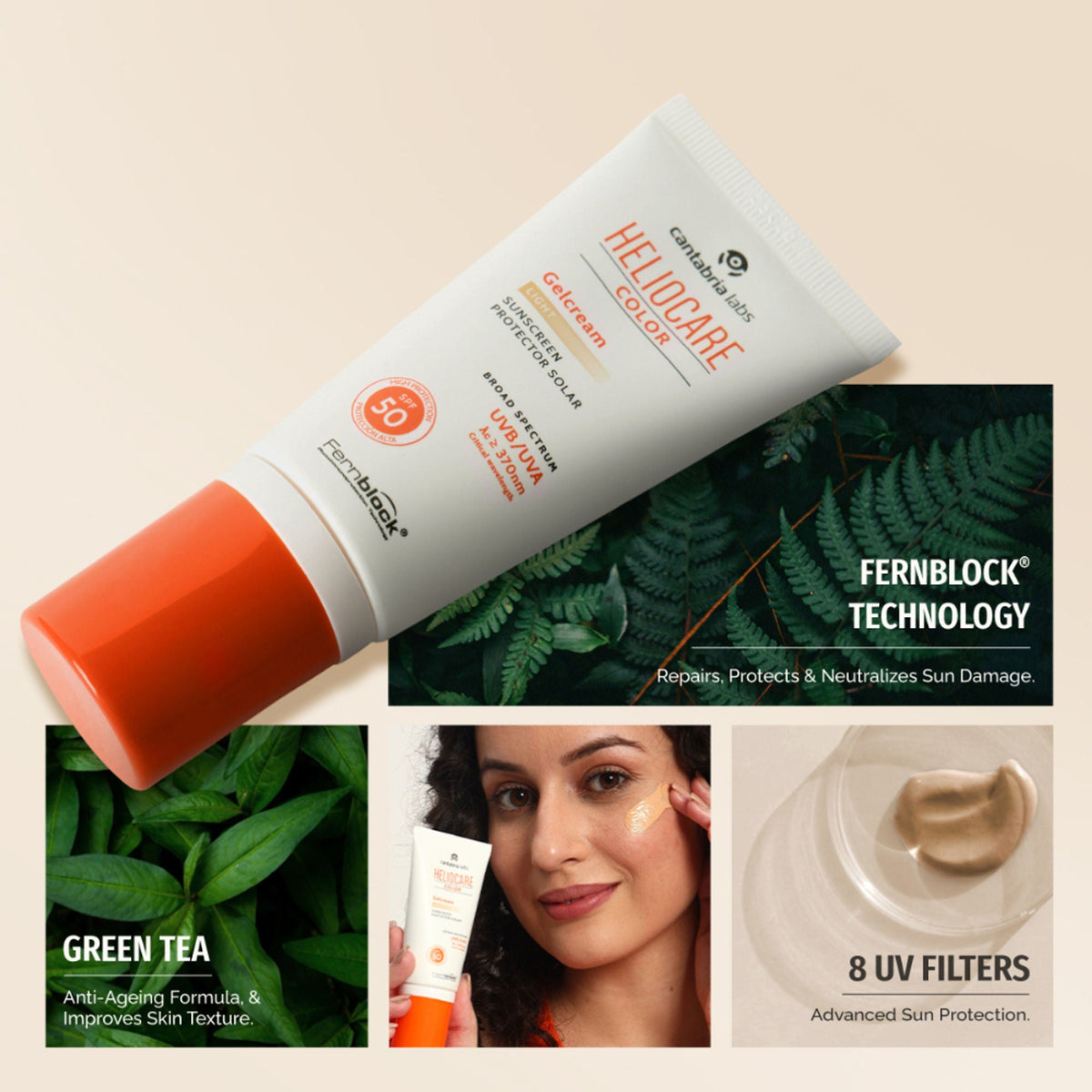 Heliocare Color Gel Cream Tinted Sunscreen SPF 50 Uva & Uvb Protection, No White Cast, Dewy Finish | Grocsy