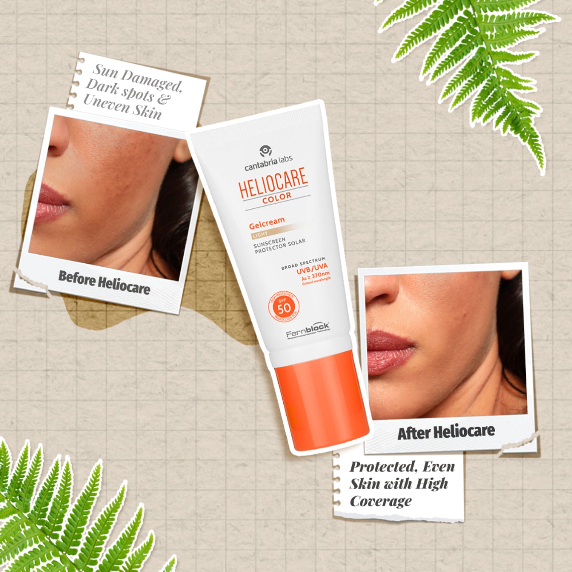 Heliocare Color Gel Cream Tinted Sunscreen SPF 50 Uva & Uvb Protection, No White Cast, Dewy Finish | Grocsy