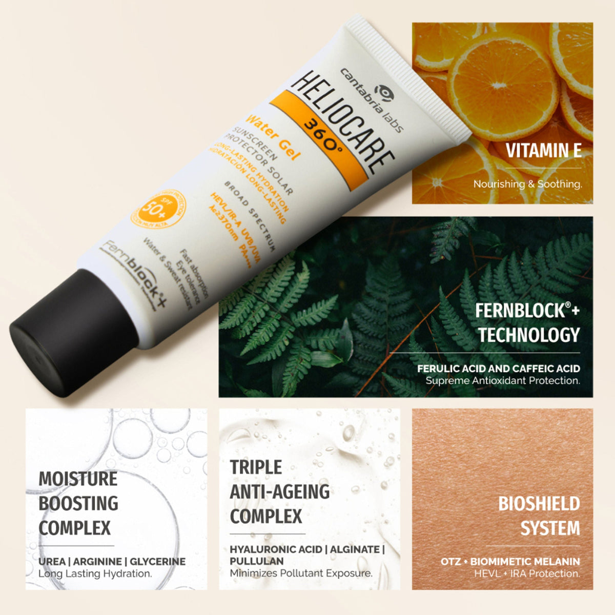 Heliocare Water Gel Hydrating Sunscreen SPF 50+ Pa++++, Water & Sweat Resistant, For Dry & Dull Skin | Grocsy