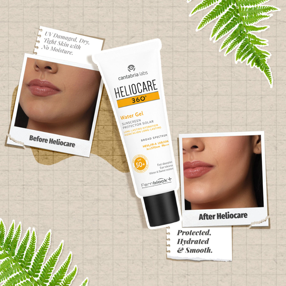 Heliocare Water Gel Hydrating Sunscreen SPF 50+ Pa++++, Water & Sweat Resistant, For Dry & Dull Skin | Grocsy