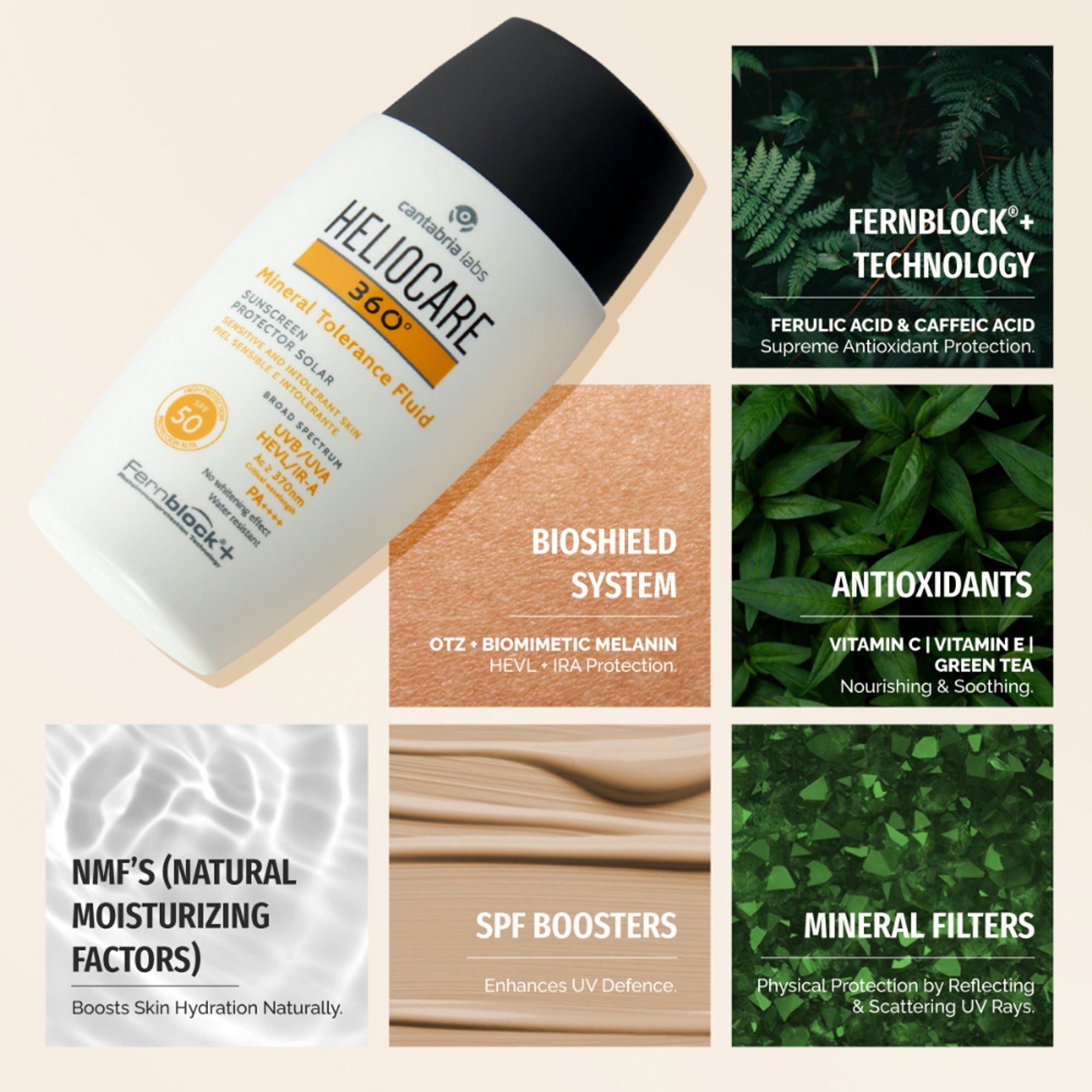 Heliocare Mineral Tolerance Fluid Sunscreen SPF 50 Pa++++ 100% Mineral, Vit C & E Sensitive Skin | Grocsy