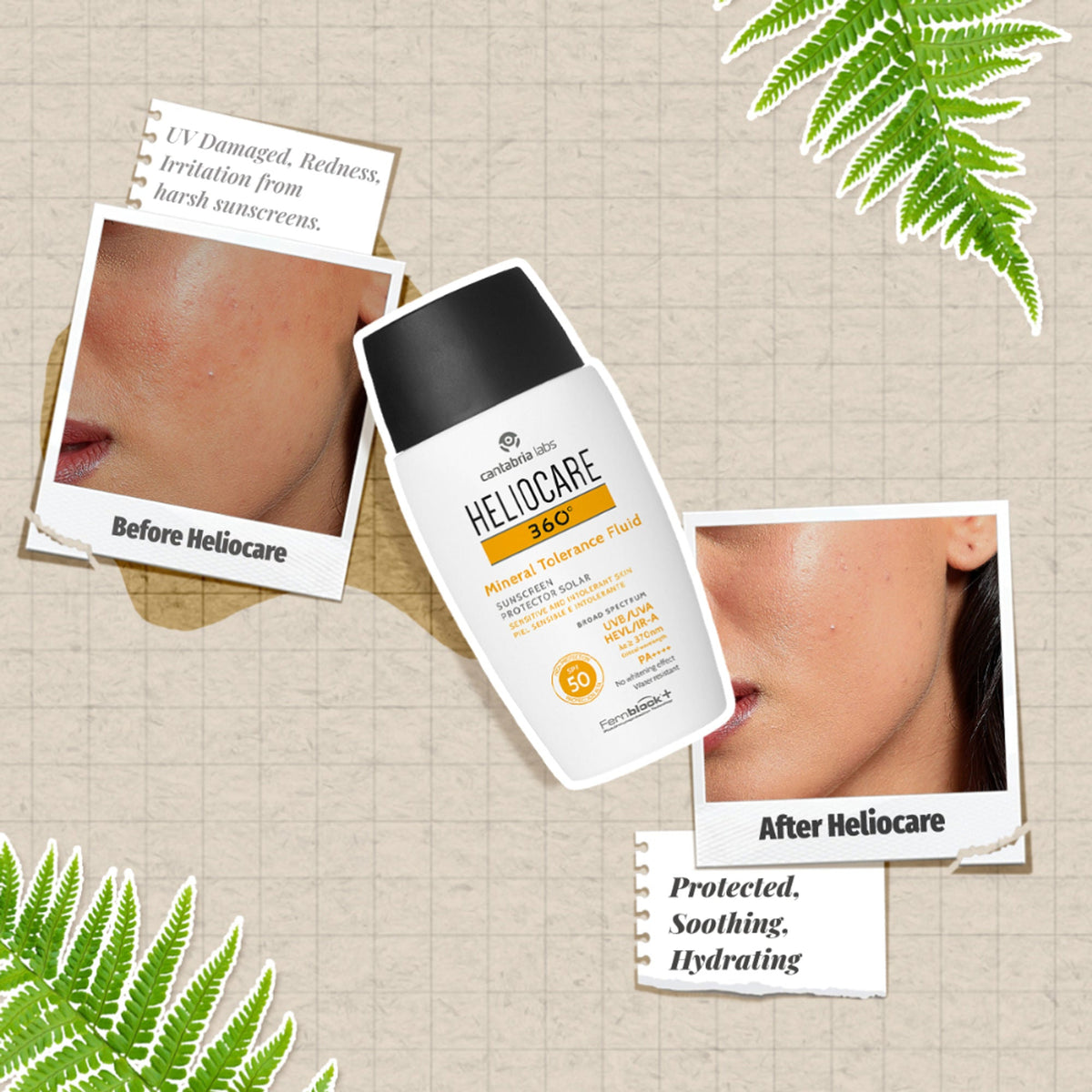 Heliocare Mineral Tolerance Fluid Sunscreen SPF 50 Pa++++ 100% Mineral, Vit C & E Sensitive Skin | Grocsy