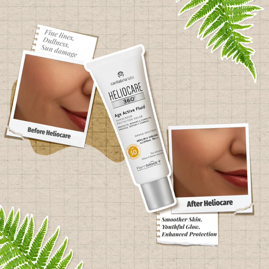 Heliocare 360 Age Active Fluid Sunscreen SPF 50 Pa++++ With Hyaluronic Acid For Youthful & Firm Skin | Grocsy