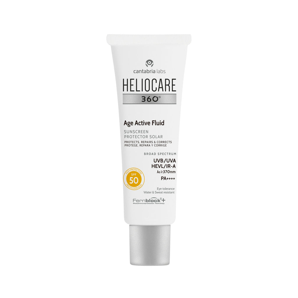 Heliocare 360 Age Active Fluid Sunscreen SPF 50 Pa++++ With Hyaluronic Acid For Youthful & Firm Skin | Grocsy