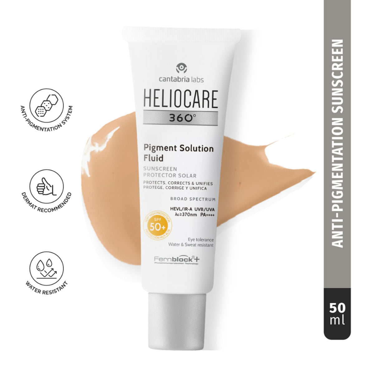 Heliocare 360 Pigment Solution Fluid Sunscreen With Niacinamide SPF 50+ Pa++++ Remove Tan & Brighten | Grocsy