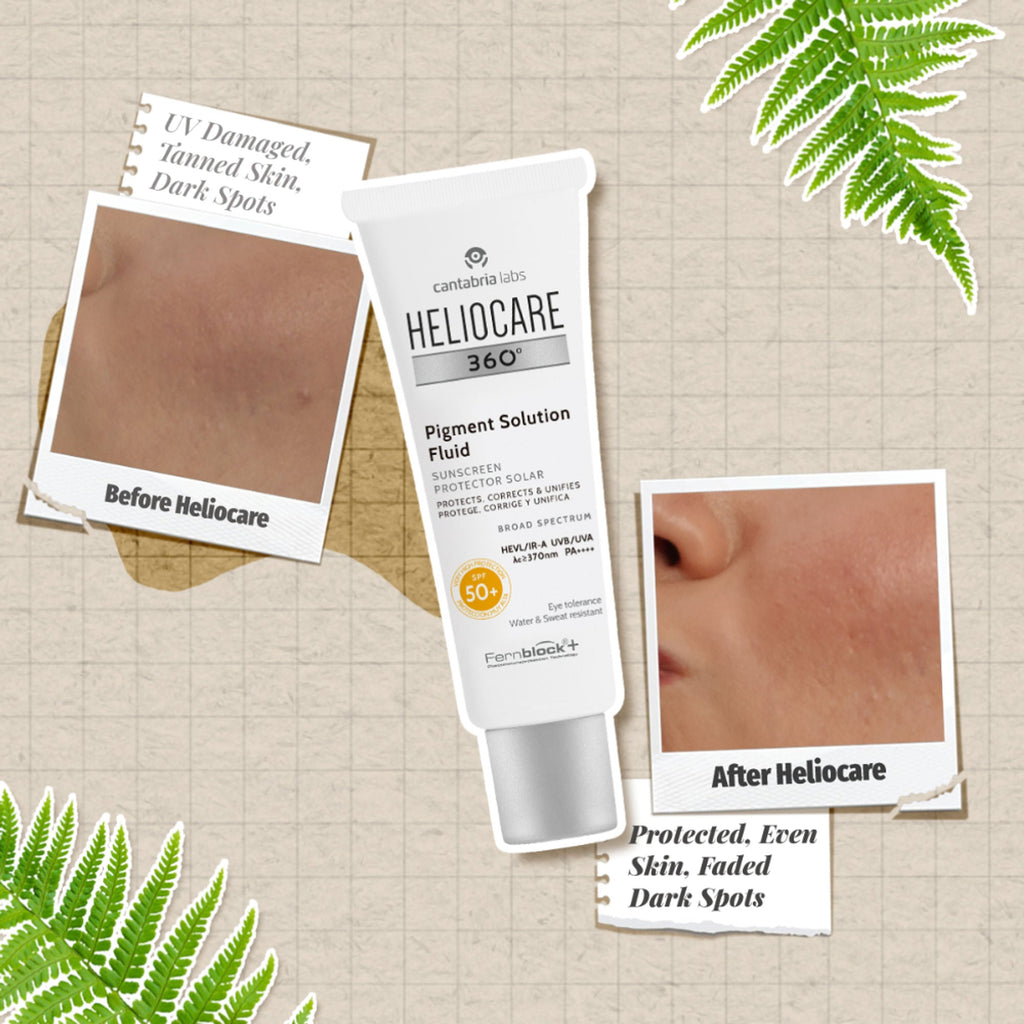 Heliocare 360 Pigment Solution Fluid Sunscreen With Niacinamide SPF 50+ Pa++++ Remove Tan & Brighten | Grocsy