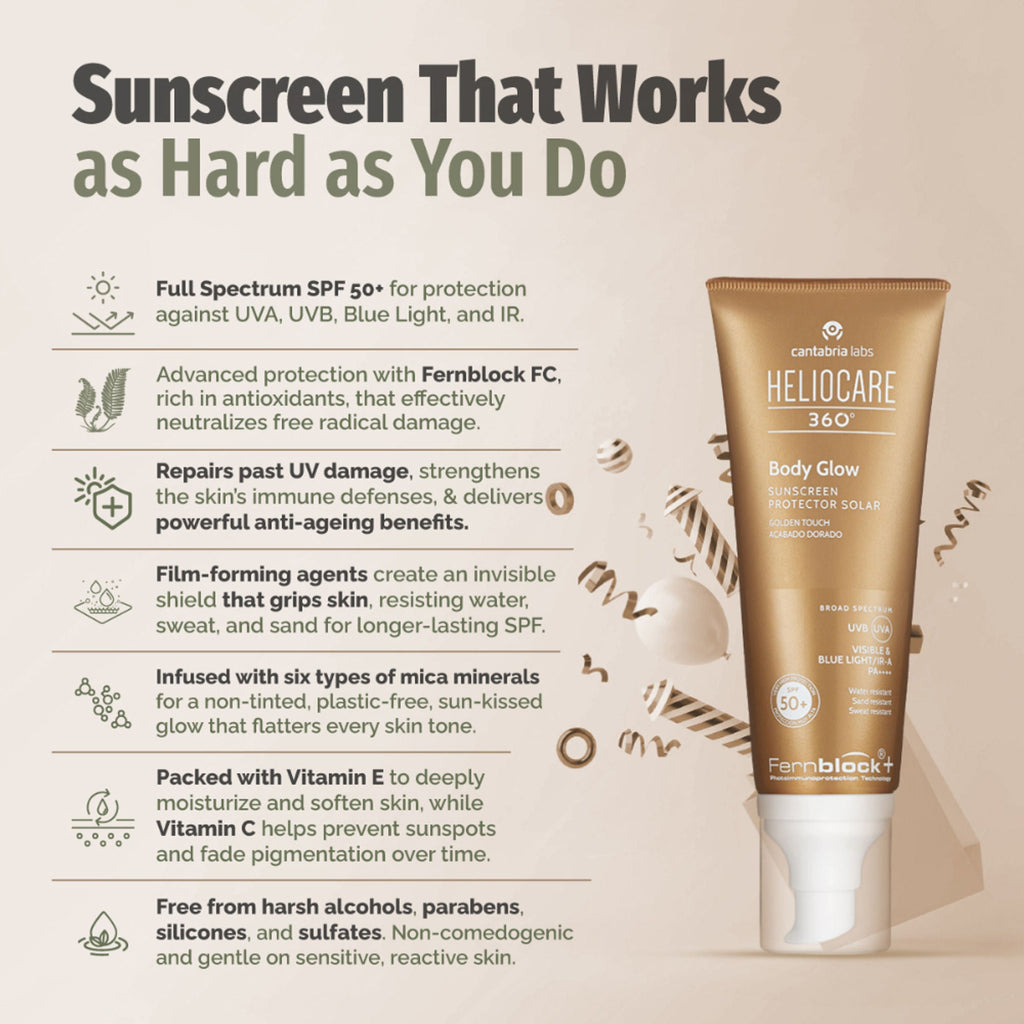 Heliocare 360 Body Glow SPF 50+ Body Sunscreen | Grocsy