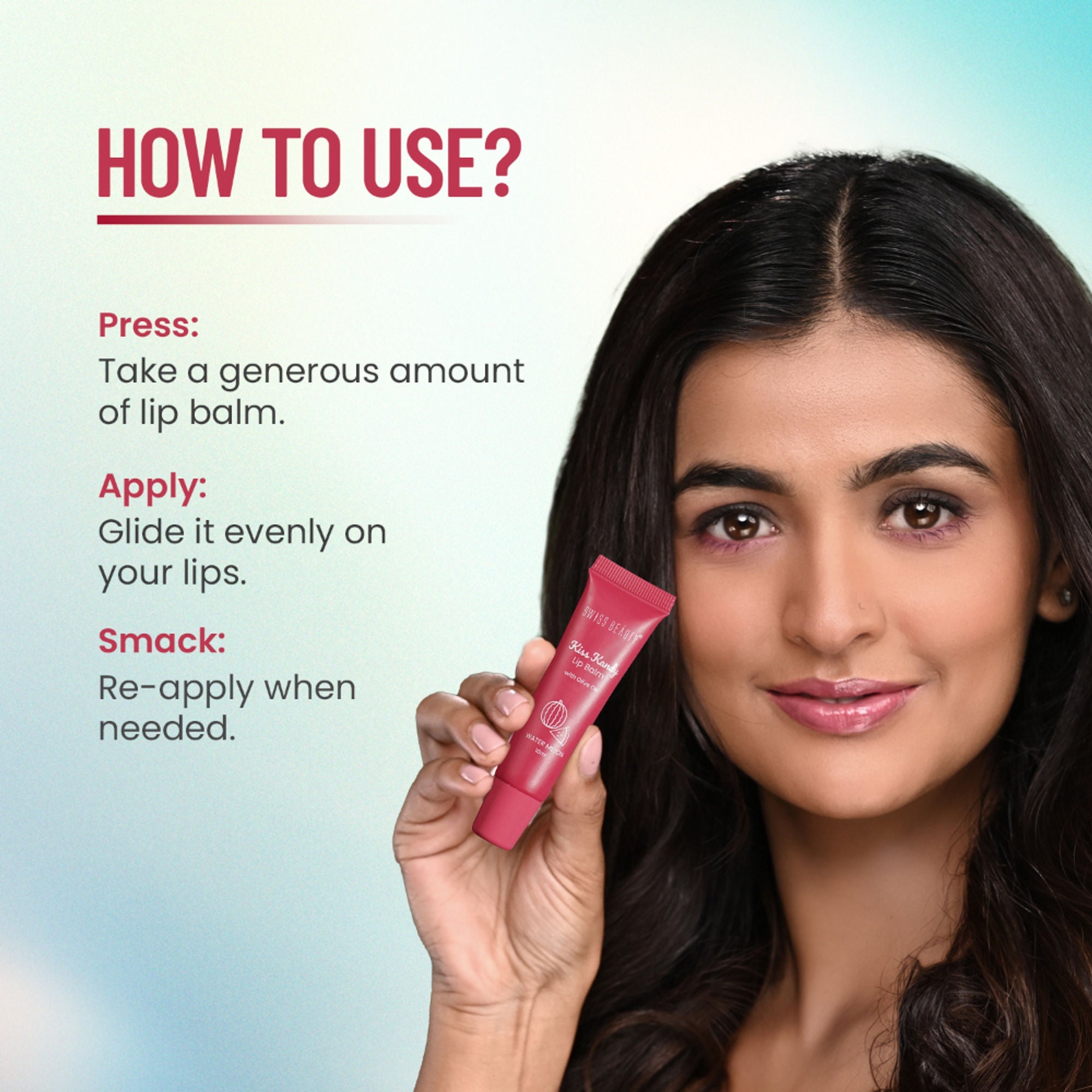 Swiss Beauty Kiss Kandy Tinted Lip Balm | Non-Sticky with Olive Oil & Vitamin E - 01 Peach | Grocsy