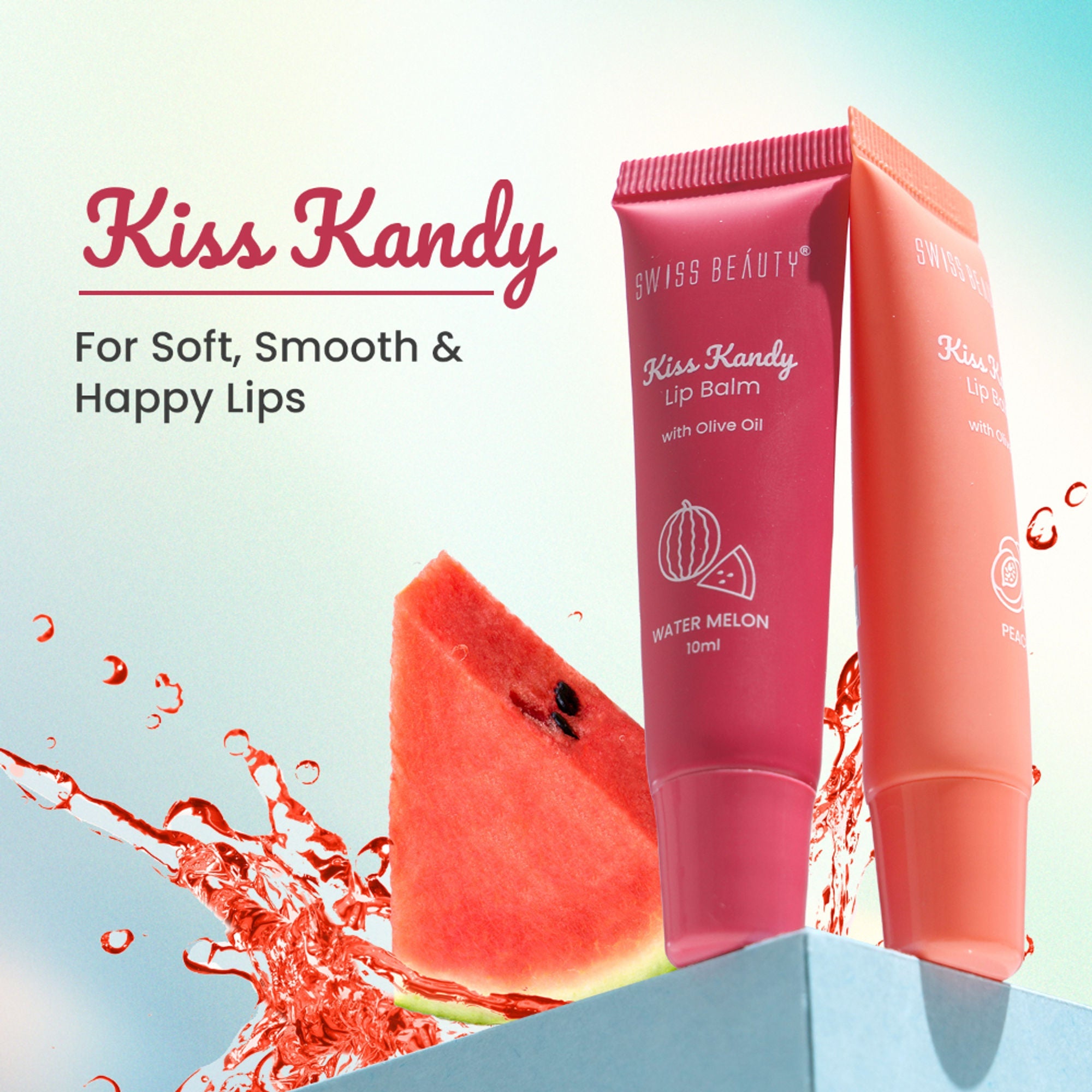 Swiss Beauty Kiss Kandy Tinted Lip Balm | Non-Sticky with Olive Oil & Vitamin E - 05 Pomegranate | Grocsy