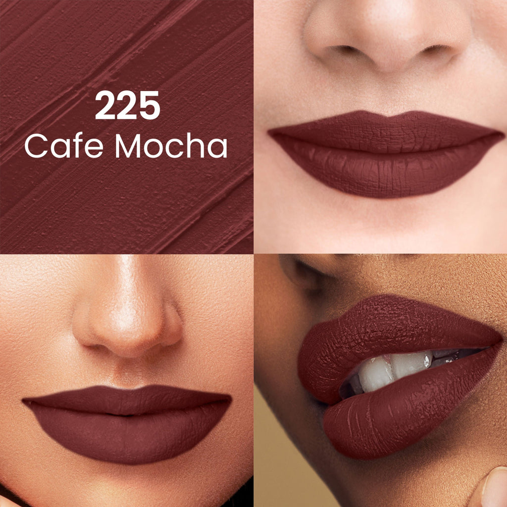 Swiss Beauty Pure Matte Lipstick , Non-Drying, Smooth Glide, Long Lasting - 225 Cafe Mocha | Grocsy