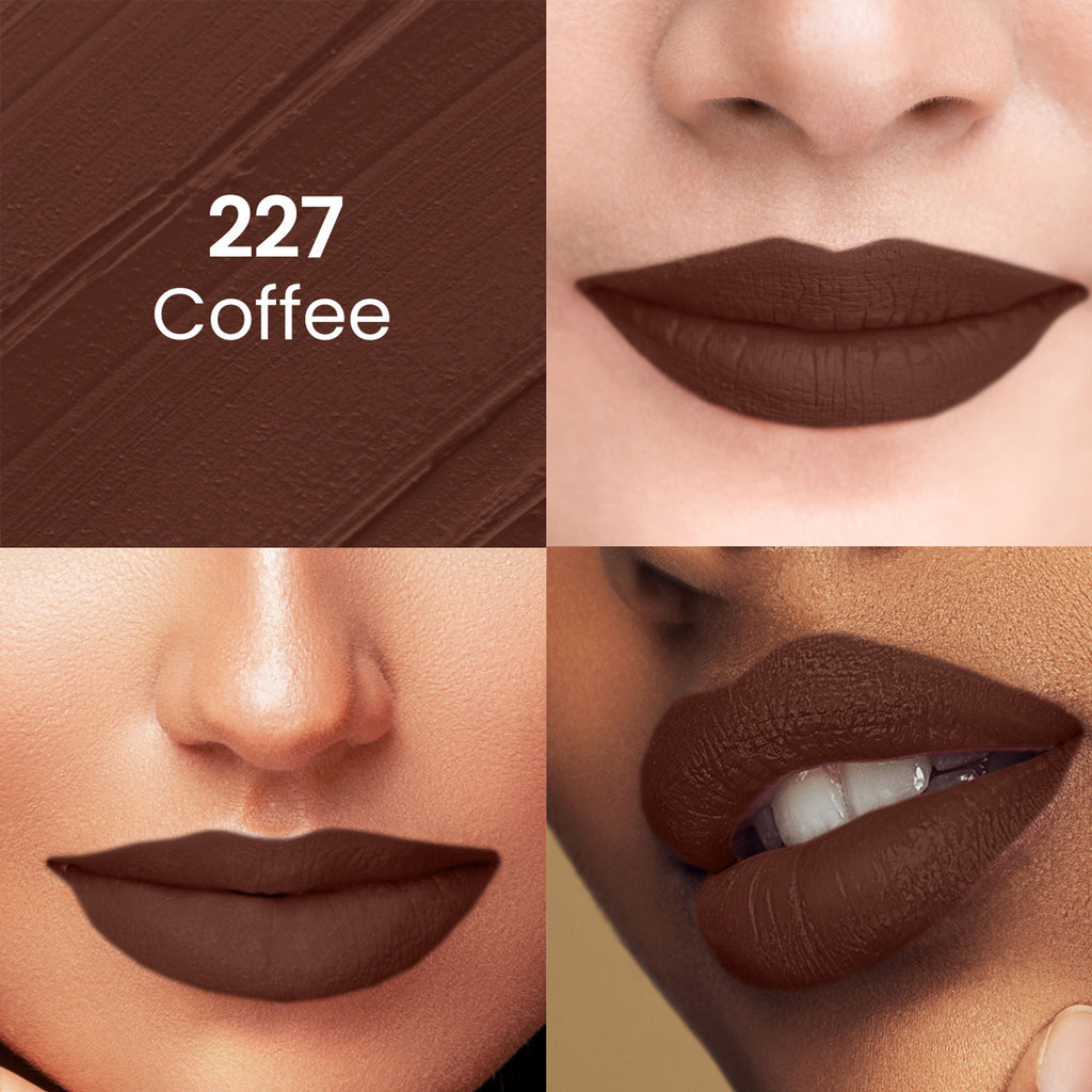 Swiss Beauty Pure Matte Lipstick , Non-Drying, Smooth Glide, Long Lasting - 227 Coffee | Grocsy