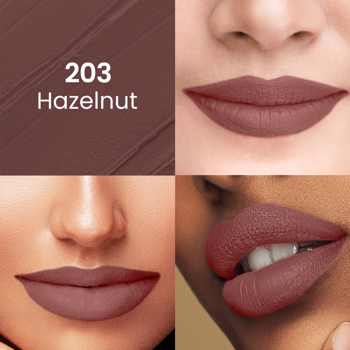 Swiss Beauty Pure Matte Lipstick , Non-Drying, Smooth Glide, Long Lasting - 203 Hazelnut | Grocsy