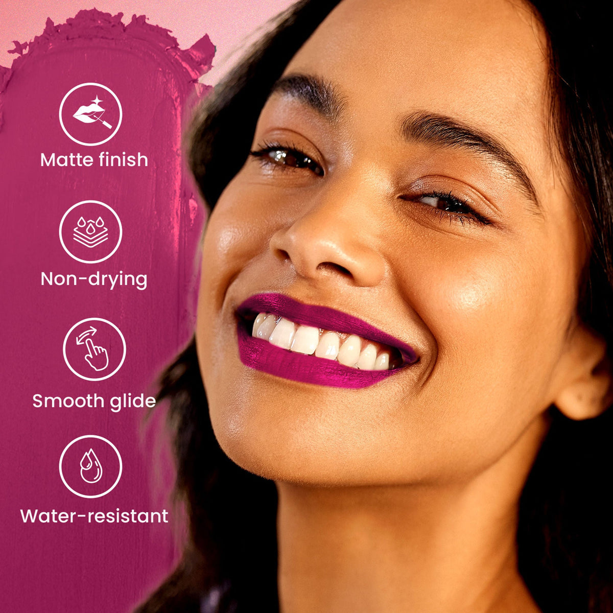 Swiss Beauty Pure Matte Lipstick , Non-Drying, Smooth Glide, Long Lasting - 204 Fuchsia Pink | Grocsy