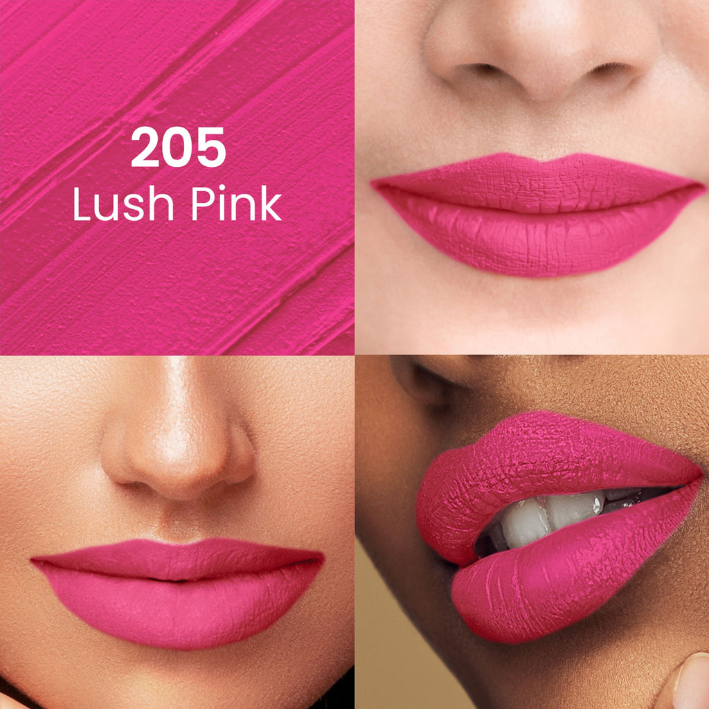 Swiss Beauty Pure Matte Lipstick , Non-Drying, Smooth Glide, Long Lasting - 205 Lush Pink | Grocsy