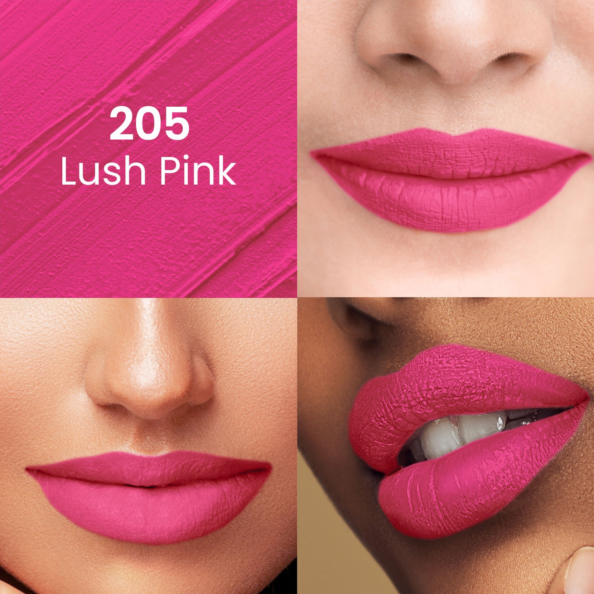 Swiss Beauty Pure Matte Lipstick , Non-Drying, Smooth Glide, Long Lasting - 205 Lush Pink | Grocsy